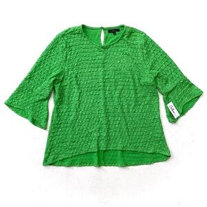 Calessa Tunic Nwt Kelly Green Textured Hilo Tunic 3/4 Sleeve Blouse 3X